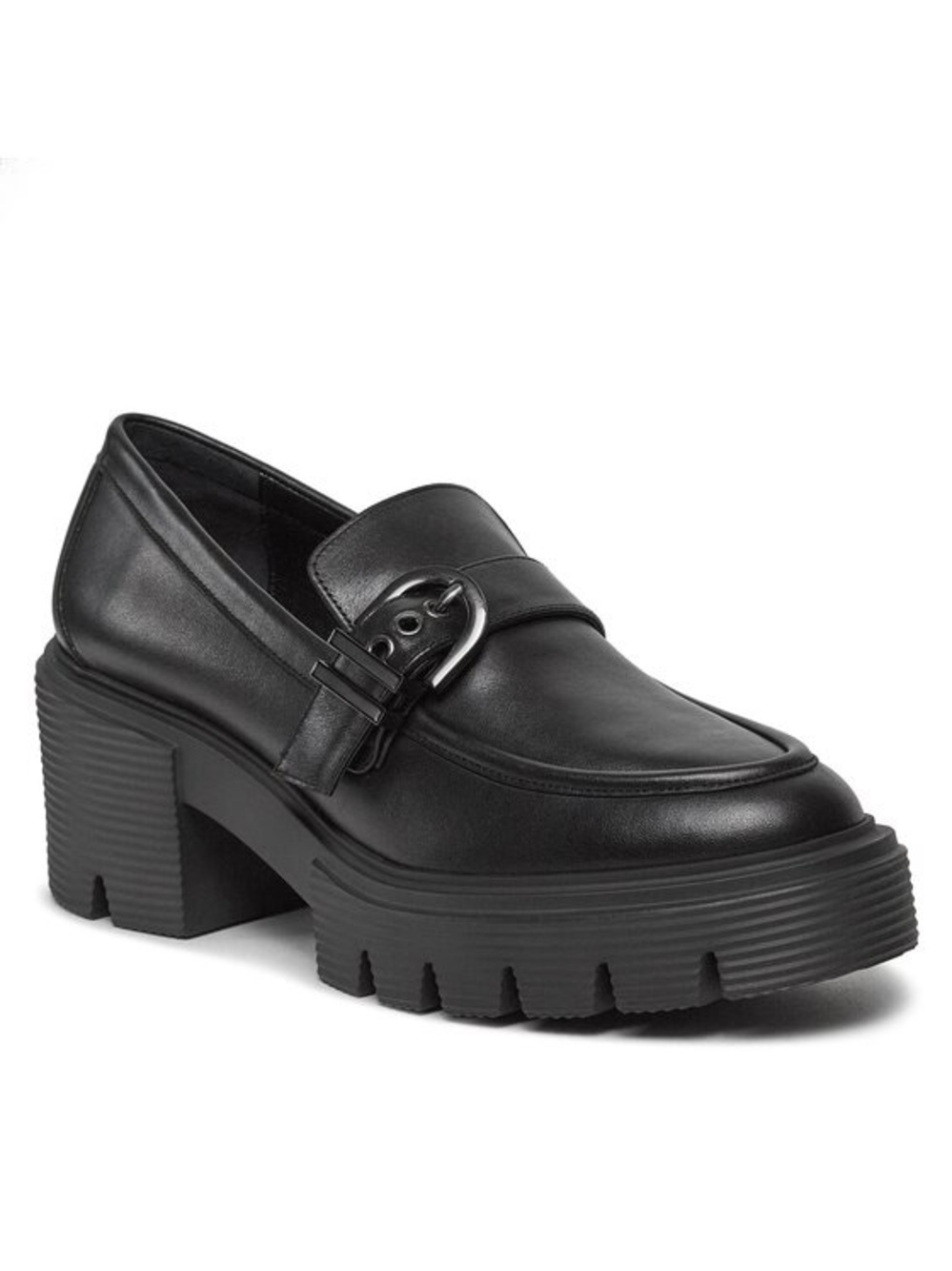 Stuart Weitzman Black Leather “Maverick” SoHo Loafer Chunky Platform - 10